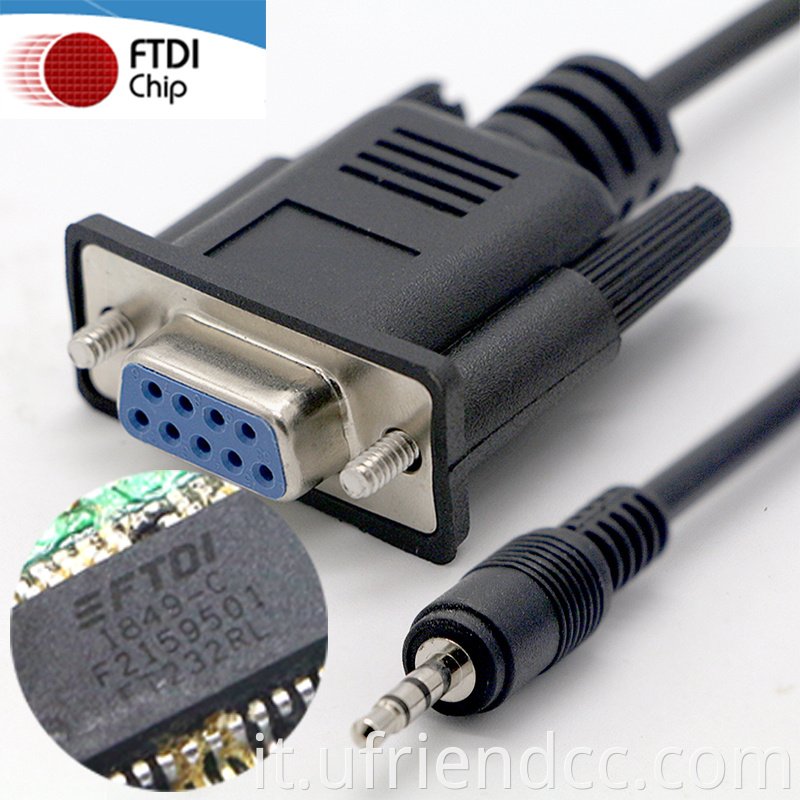 OEM Factory DB9 PIN FEMMILE RS232 Porta seriale al cavo convertitore audio da 3,5 mm DC
